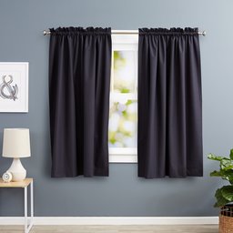 AmazonBasics Heat Insulating Blackout Curtain, 2 Pieces, 117 x 137cm (WxL), Black