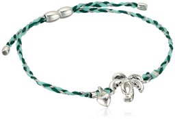 [Find] the Amazon Collection Green Braided Cord, Silver Plated Palm Tree and Heart Charm Bracelet, Sliding