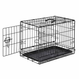 AmazonBasics Dog Cage with Door, Metal, Collapsible, 56 cm, Black