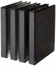 AmazonBasics 3-Ring Binder, 1 Inch - 4-Pack (Black) (Renewed)