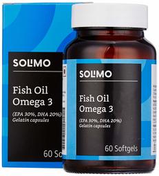 Amazon Brand - Solimo Omega-3 Fish Oil 1000mg (EPA : 300mg, DHA : 200mg) - 60 Softgels