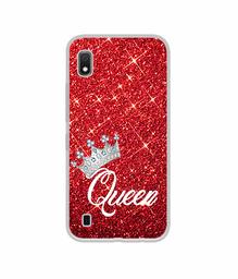 Amazon Brand - Solimo Designer Queen On Red Glitter UV Printed Soft Back Case Mobile Cover for Samsung Galaxy A10