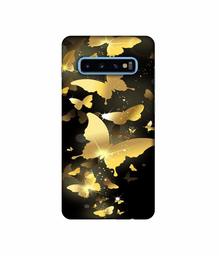 Amazon Brand - Solimo Designer Golden Butterfly Pattern 3D Printed Hard Back Case Mobile Cover for Samsung Galaxy S10 Plus