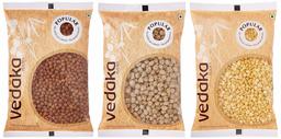 Amazon Brand – Vedaka Combo Pack of 3 (Black Chana, 1kg + Kabuli Chana, 1kg + Chana dal, 1kg)