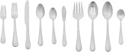 AmazonBasics 45-Piece Stainless Steel Flatware Set with Pearled Edge, Service for 8