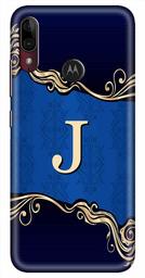 Amazon Brand - Solimo Designer Blue Pattern Alphabet-J 3D Printed Hard Back Case Mobile Cover for Motorola Moto E6s / Motorola Moto E6 Plus