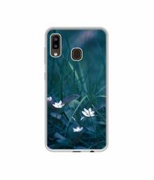 Amazon Brand - Solimo Designer White Flower UV Printed Soft Back Case Mobile Cover for Samsung Galaxy A20