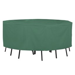 AmazonBasics Classic Accessories Atrium Rectangular Patio Table Cover - Weather/Water Resistant Patio Set Cover with UV Protection, X-Large, Green (55-434-051101-11)