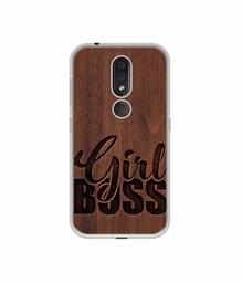 Amazon Brand - Solimo Designer Girl Boss On Wood UV Printed Soft Back Case Mobile Cover for Nokia 4.2