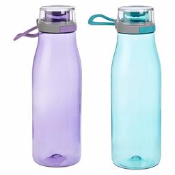 AmazonBasics Gourde Shaker avec boule de mélange – 680 g, lot de 2, Bleu et violet