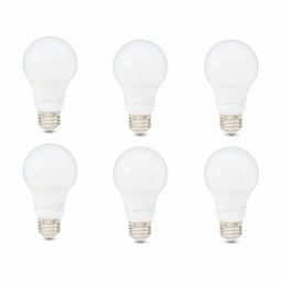 AmazonBasics 40W Equivalent, Daylight, Non-Dimmable, 10,000 Hour Lifetime, A19 LED Light Bulb | 6-Pack