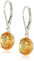 Amazon CollectionPlata de ley oval Garnet Dangle Earrings