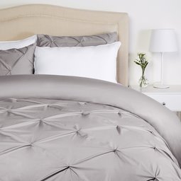 AmazonBasics Pinzon Pinch Pleat Duvet Cover set-155x200cm/50x80cmx2, Dove Grey