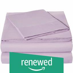 (Renewed) AmazonBasics Microfiber Sheet Set - (Includes 1 bedsheet, 1 Fitted Sheet with Elastic, 2 Pillow Covers) Twin Extra-Long, Frosted Lavender