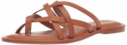 206 Collective Amazon Brand Women's Solo Leather Slide Sandal, Cognac, 12 B US