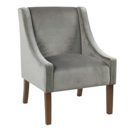 HomePop K6908-B269 Miller Modern Swoop Arm Velvet Accent Chair, Gray