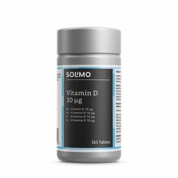 Marca Amazon - Solimo Complemento alimenticio a base de vitamina D 10 μg, 365 comprimidos