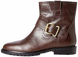 Amazon Brand - find. Pull On Leather Buckle Biker Ankle Boots, Dk. Brown), 3.5 UK