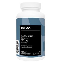 Amazon Brand - Solimo Magnesium Citrate 250mg, 90 Softgels, One-and-a-Half Month Supply