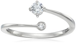 Platinum-Plated Sterling Silver Swarovski Zirconia 2-Stone Round Ring, Size 8