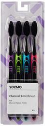 Amazon Brand - Solimo Charcoal Infused Toothbrush (Pack of 4)