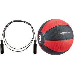 AmazonBasics Jump Rope and 8-Pound Medicine Ball Set