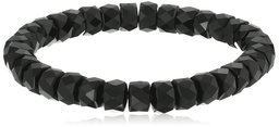 Black Onyx Faceted Rondelle Stretch Bracelet, 7.5