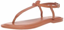 206 Collective Amazon Brand Women's Sakon Leather Flat Sandal, Cognac, 10 B US