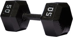 AmazonBasics Quality Solid Cast-Iron Construction Dumbbell, 50 LB