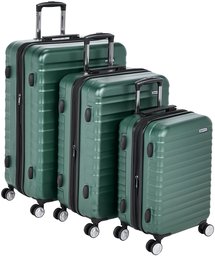 AmazonBasics - High Quality Hard Case Trolley with Swivel Castors and Built in TSA Lock, Green