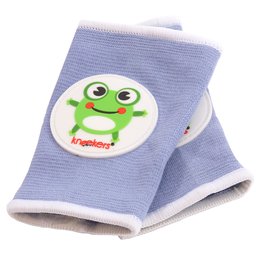 Ah Goo Baby Kneekers Baby Knee Pads for Crawling, Unisex, Hoppy Frog Periwinkle Pattern, For Chunky Legs