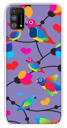 Amazon Brand - Solimo Designer Multicolor Flycatchers Birds Violet Patterns Design Printed Soft Back Case Mobile Cover for Samsung Galaxy M31