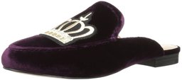 Amazon Brand - The Fix Women's Fay Embellished Slide Smoking Loafer, Dark Amethyst/Crown Patch, 6 M Us