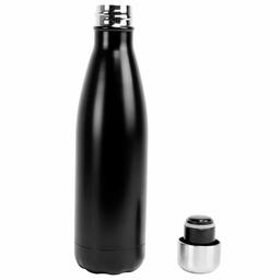 Poecent Botella de agua aislada al aspiradora, botella reutilizable de doble pared, 500 ml, botella deportiva de grado alimenticio, 1 paquete, color negro