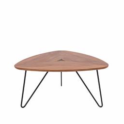 Amazon Brand - Rivet Triangular Coffee Table, 77 x 65 x 56cm, Walnut Veneer with Black Metal legs