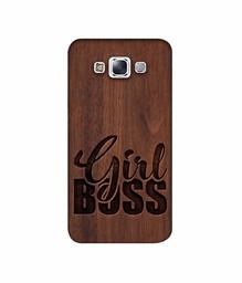 Amazon Brand - Solimo Designer Girl Boss On Wood 3D Printed Hard Back Case Mobile Cover for Samsung Galaxy E7