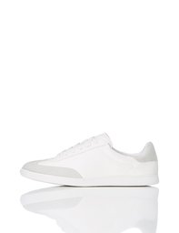 Amazon Brand - find. Women's Trainer in Retro Low-Top With Suede Detail, White, US 8.5