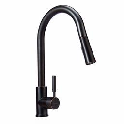 AmazonBasics AB-KF706-OR Modern Single-Handled Kitchen Pull-Down Sprayer Faucet, Oil-Rubbed Bronze