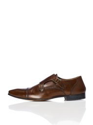 Amazon Brand - find. Men's Shoes in Double Monk Leather Finish, Brown (Brown), US 11