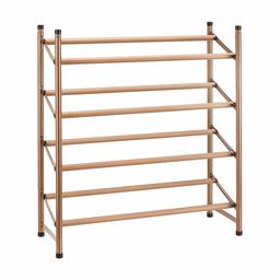 AmazonBasics Easy Assemble Shoe Rack - 4-Tier, Rose Gold (Renewed)