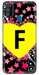 Amazon Brand - Solimo Designer Heart Pattern Alphabet-F 3D Printed Hard Back Case Mobile Cover for Samsung Galaxy M21 / M30s