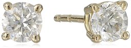 18k Yellow Gold, Round-Cut, Diamond 4-Prong Studs (1/2 cttw, H-I Color, SI1-SI2 Clarity)