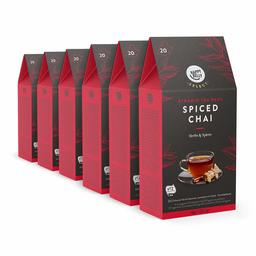 Marchio Amazon - Happy Belly Select Tè nero Tiger Spice Chai in bustine, 6 x 20 piramidi