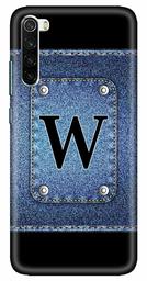 Amazon Brand - Solimo Designer Button Jeans Alphabet-W 3D Printed Hard Back Case Mobile Cover for Xiaomi Redmi Note 8