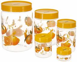 Amazon Brand - Solimo Plastic Printed Container Set, 15-Pieces, Orange