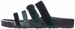 Amazon-merk - vinden. Dames Glitter Bont Slides Sandalen ,Groen Diep Groen 03 ,5 UK