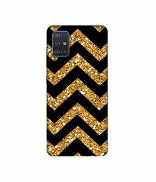 Amazon Brand - Solimo Designer Golden Zik Zak Pattern 3D Printed Hard Back Case Mobile Cover for Samsung Galaxy A51