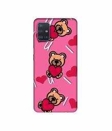 Amazon Brand - Solimo Designer Heart Holding Bear 3D Printed Hard Back Case Mobile Cover for Samsung Galaxy A51