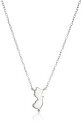 Sterling Silver Stationed Mini State New Jersey Pendant Necklace, 17