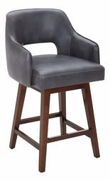 Amazon Brand – Rivet Malida Mid-Century Modern Faux Leather Open Back Swivel Kitchen Counter Stool, 37